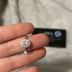 GRA certified 1.5 carat moissanite halo ring